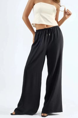 Wijde Pijpen Drawstring Taille Broek met Zakken