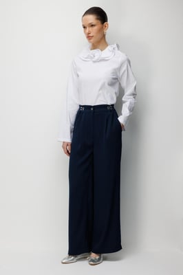 Hoge Taille Wijde Pantalon met Toebehoren Detail