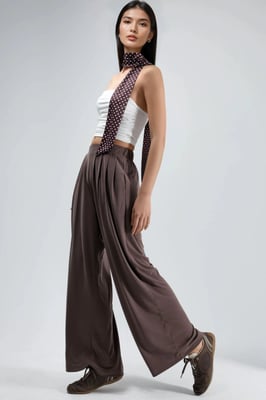 Plissé Wijd Pantalon met Zakken