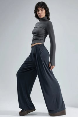 Plissé Wijd Pantalon met Zakken