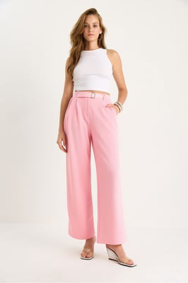 Gesp Breit Leg Tricot Broek
