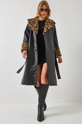 Nepleren Leeuwenkruid Trenchcoat met Sjaalkraag