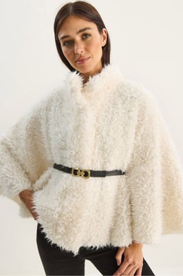 Oversized Pluche Jas met Kraag