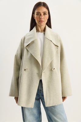 Oversized Gevoerde Jas met Grote Kraag en Knopen