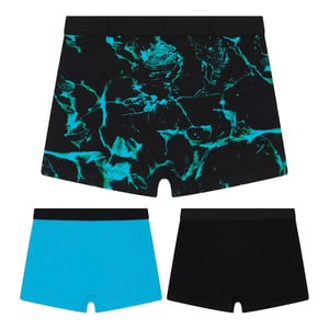 3-Pack Jongensboxers Zwart, Turquoise & Zwembadenprint Zachte Ademende Ondergoed