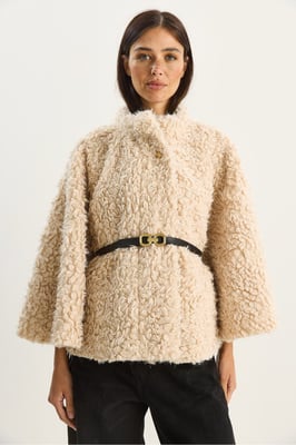 Oversized Pluche Jas met Kraag