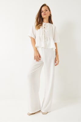 Getextureerde Twee-delige Set met Rimpeldetail