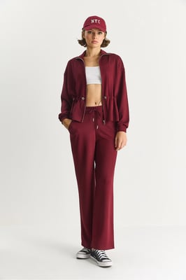 Aangesloten Lange Mouwen Jas en Flare Broeken Co-ord Set