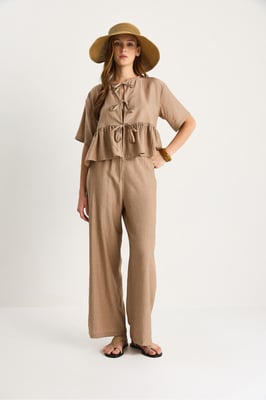 Textured Twee-delige Set met Rimpeldetail