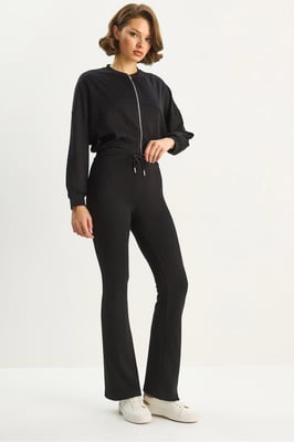 Hoge Taille Flair Broek en Bomberjack Twee-Stuks Coördinatie Set