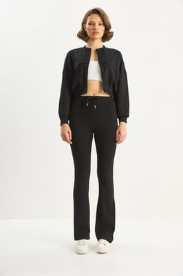 Hoge Taille Flair Broek en Bomberjack Twee-Stuks Coördinatie Set