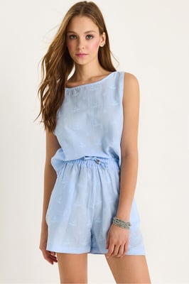 Korte Hoge Taille Tweedelige Set met Knopfsluiting