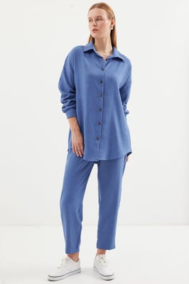 Linnenmix Lange Mouwen Shirt en Broek Set