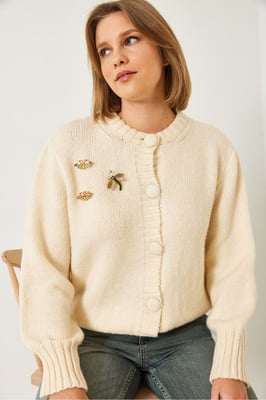Textuurgebreide Vest met Pompom