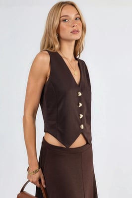 Effen V-hals Geknoopte Vest