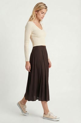Hoge Taille A-Lijn Midi Rok