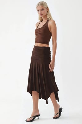 Asymmetrische Midi Rok met Drapé Detail