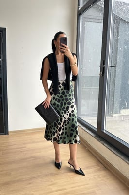 Leopard Midi Rok