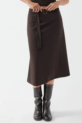 Hoge Taille Midi Rok met Boogdetail
