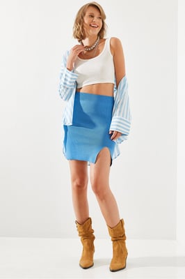 Hoge Taille Minirok met Split