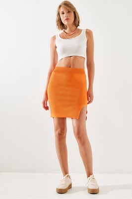 Hoge Taille Minirok met Split