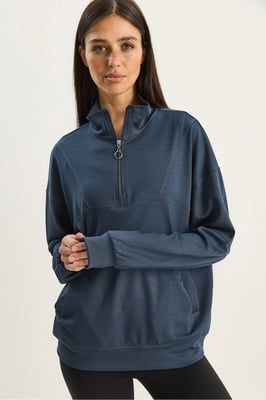 Relaxed Fit Ritskraag Gebreide Sweatshirt