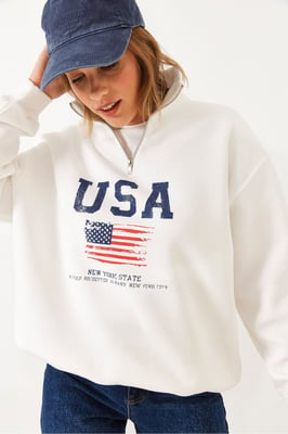 Ritssluiting Bedrukt Sweatshirt