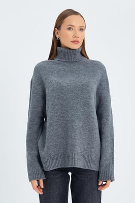 Losse Pas Turtleneck Gebreide Trui