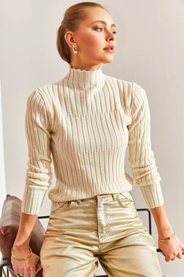 Gefitte Ribbeld Turtleneck Trui