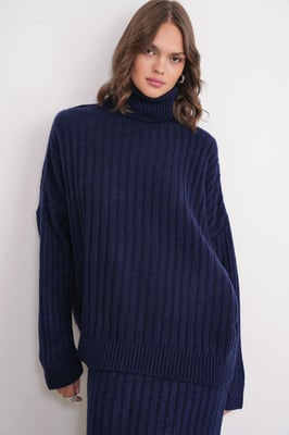 Oversized Ribbels Turtleneck Trui
