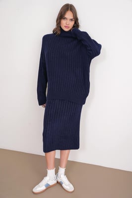 Oversized Ribbels Turtleneck Trui