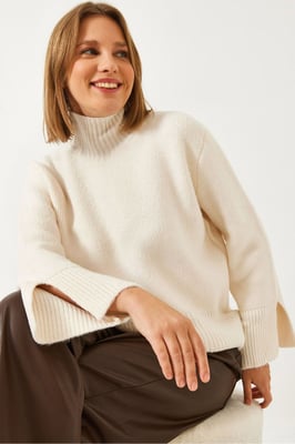 Turtleneck Relaxed Fit Trui met Splitdetail