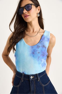 Bloemen U Hals Mouwloze Top