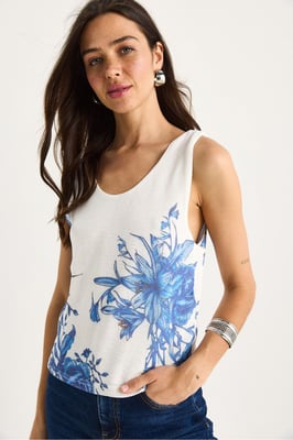 Bloemen U-Hals Mouwloze Top