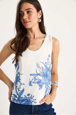 Bloemen U-Hals Mouwloze Top