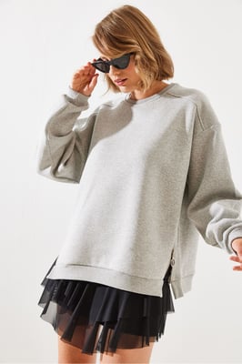 Sweater met Ritsdetail en Ronde Hals