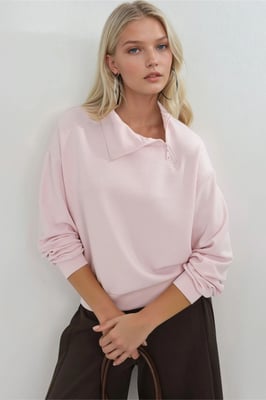 Ontspannen Pasvorm Ritskraag Sweatshirt