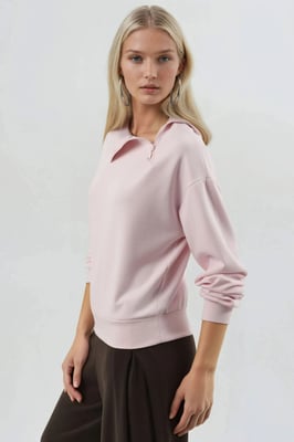 Ontspannen Pasvorm Ritskraag Sweatshirt