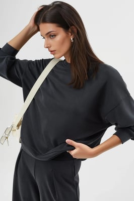 Ontspannen Pasvorm Crewneck Modal Sweatshirt