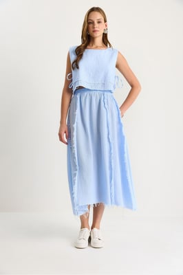 Textuur Blouse & Rok Muslin Stof Twee-Delige Set