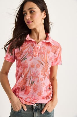 Bloemige Poloshirt Blouse
