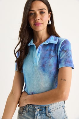 Bloemige Poloshirt Blouse