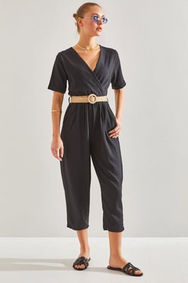 V-hals Cropped Jumpsuit met Strik