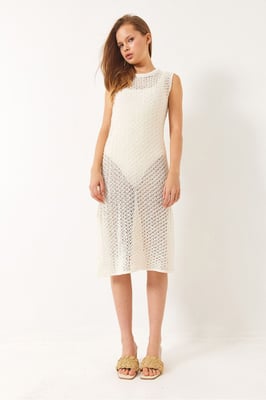 Kanten Gebreide Midi Cover-Up met Splits