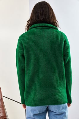 Oversized Textuurtrui met Ritskraag
