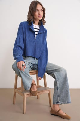 Getextureerde Lange Mouwen Gevoerd Kraag Sweater