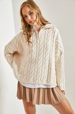 Oversized Haar Beard Trui met Rits Kraag