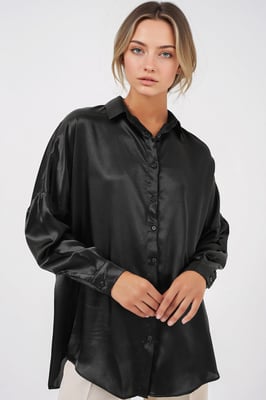 Oversized Satijnen Knoopshirt