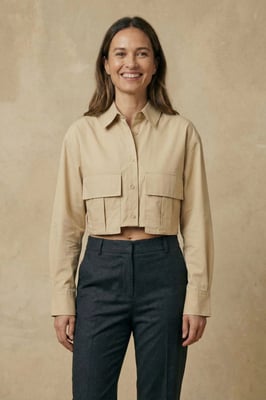 Korte Button-Up Shirt met Pocket
