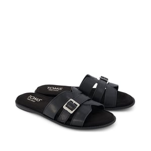 TOMS Sol Mule Leer Dames Zwarte Sandalen
